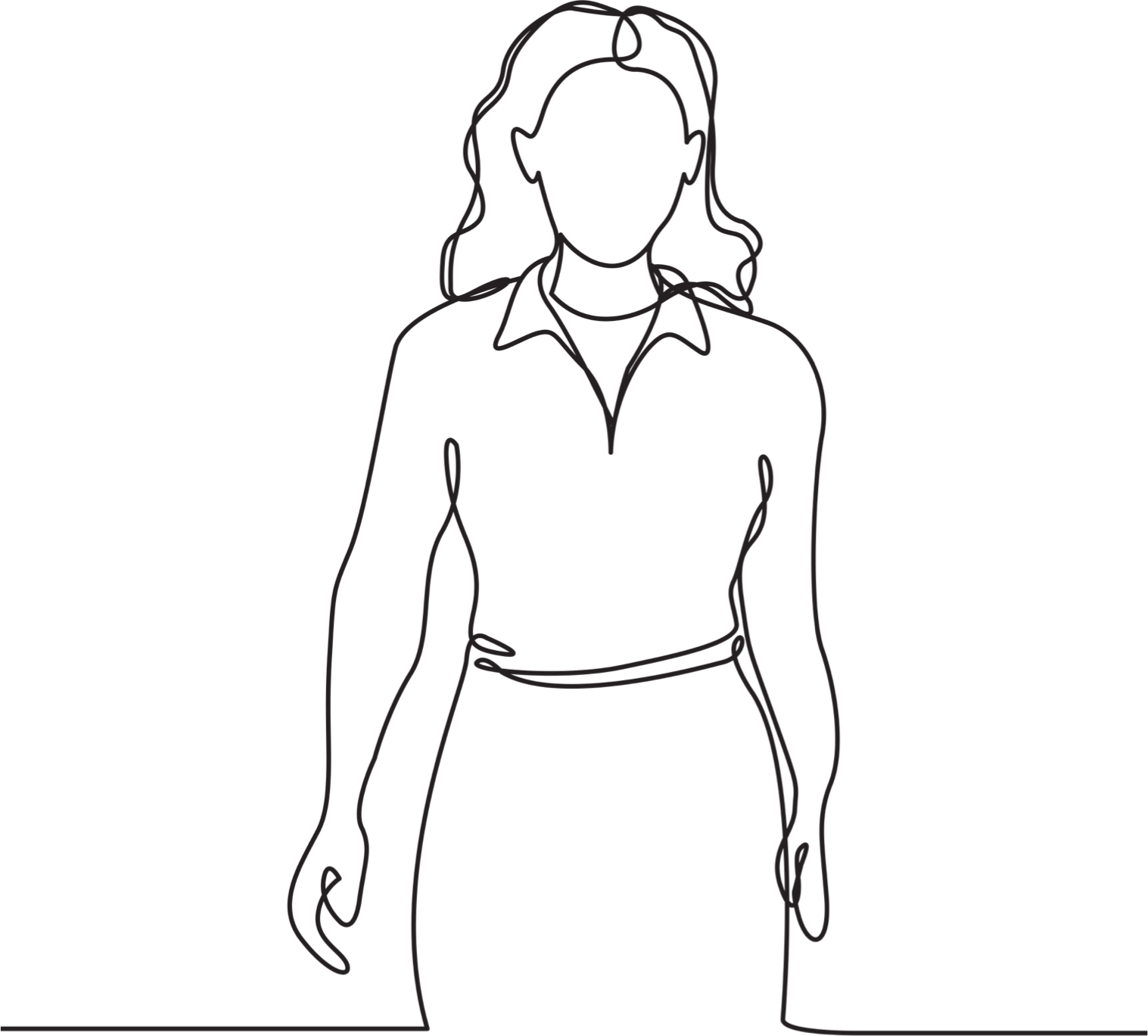 Outline of woman walking forward