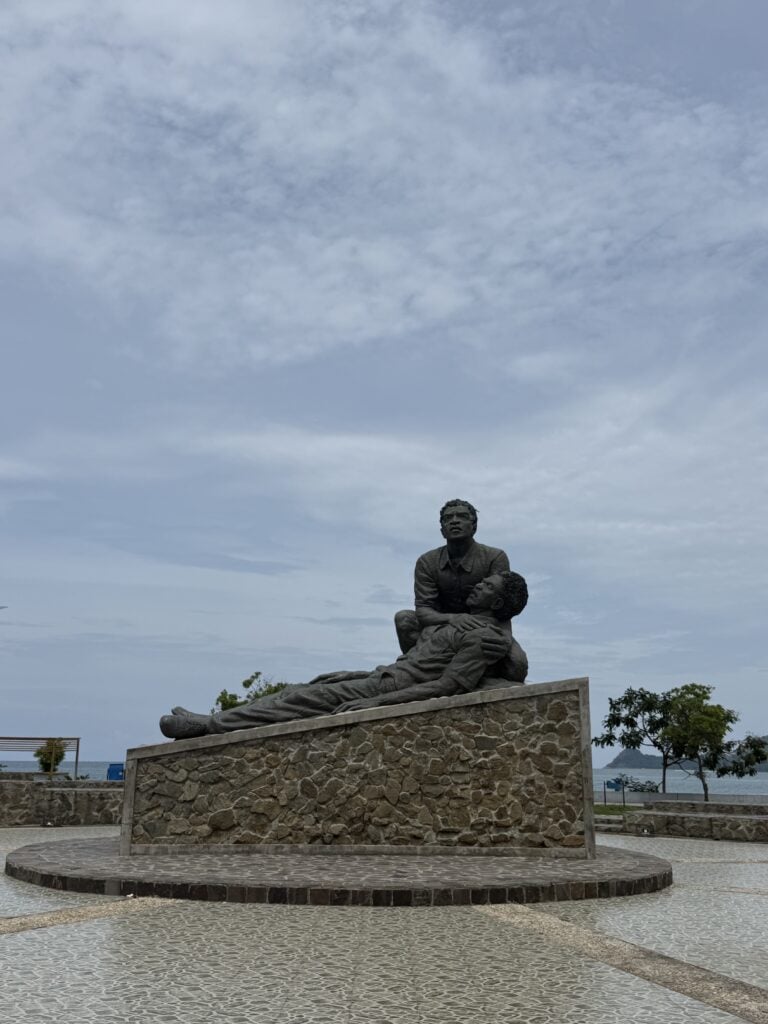 A statue in a pacific city